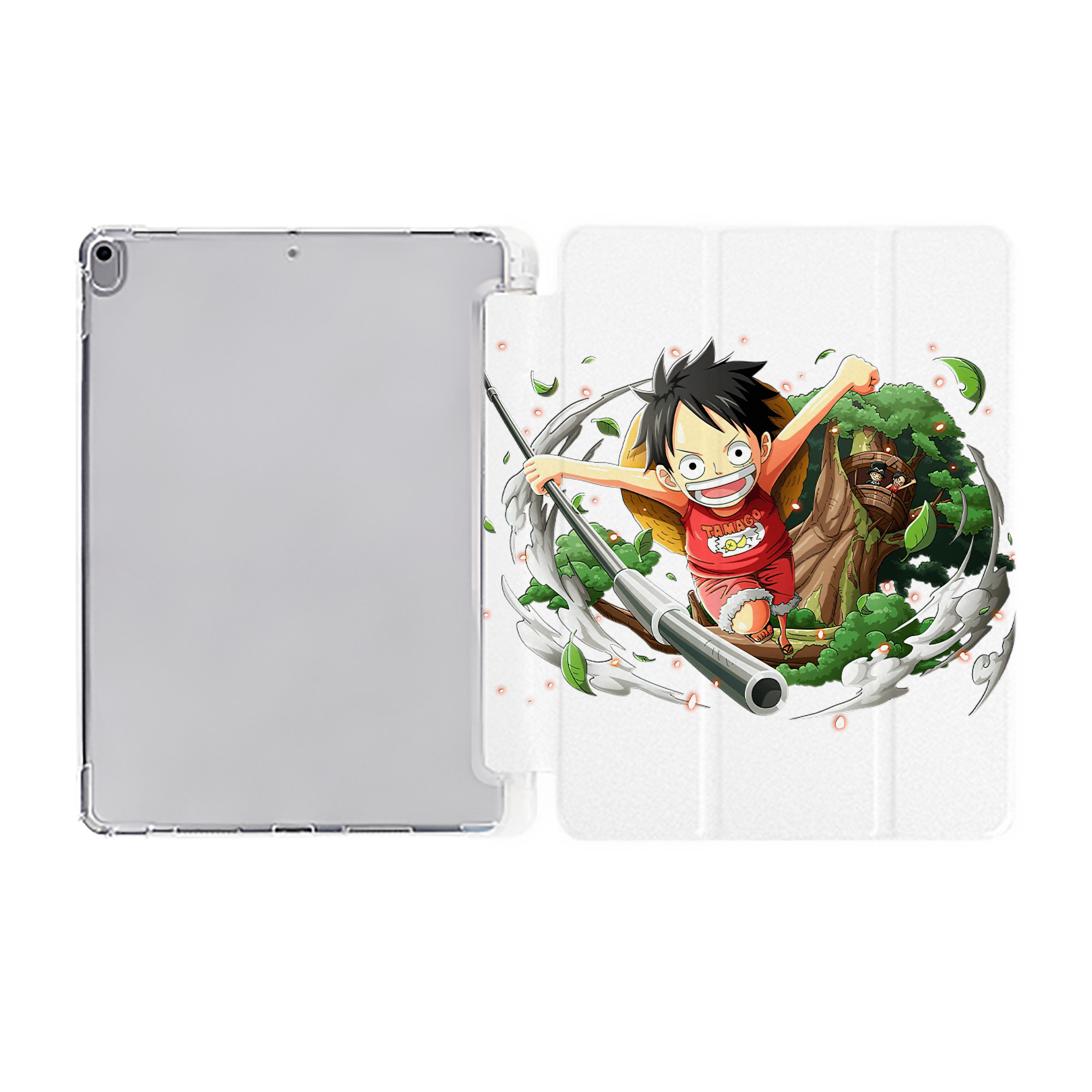 （画像用） ワンピース モンキー・D・ルフィ ONE PIECE Monkey D. Luffy IPad ケース ペン収納付き 三つ折りスタンド PUレザー×シリコン 対応機種9.5/10.5/10.9インチ